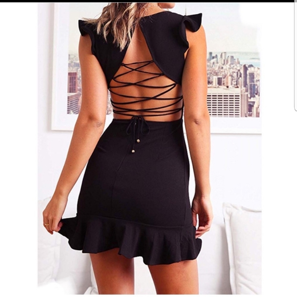 Black Mini Ruffle Dress